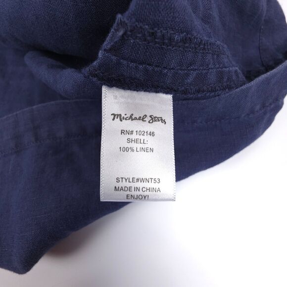 MICHAEL STARS 100% Linen Tunic Top Button Down Shirt Lagenlook Beachy Boho Navy - Picture 6 of 6